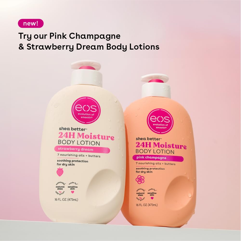 eos Shea Better Body Lotion, 24-Hour Moisture Skin Care, Lightweight & Non-Greasy, Made with Natural Shea, Vegan, 16 Fl Oz (Pack of 1)