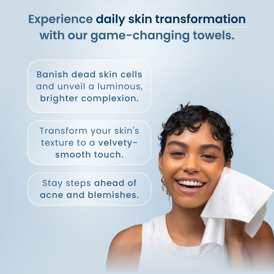 Clean Skin Club Clean Towels XL, USDA Certified 100% Biobased Dermatologist Approved Disposable Face Towelette, Facial Washcloth, Makeup Remover Dry Wipes, Ultra Soft