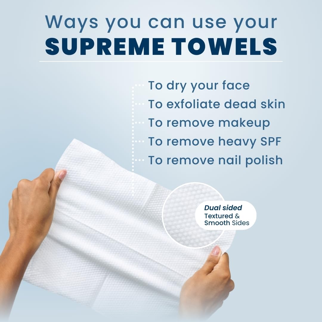 Clean Skin Club Clean Towels XL, USDA Certified 100% Biobased Dermatologist Approved Disposable Face Towelette, Facial Washcloth, Makeup Remover Dry Wipes, Ultra Soft
