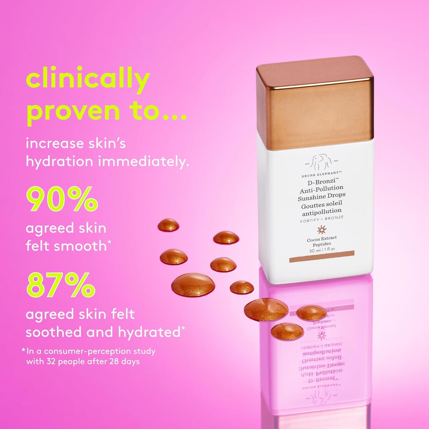 D-Bronzi Anti Pollution Sunshine Drops by Drunk Elephant for Women - 1 oz Drops