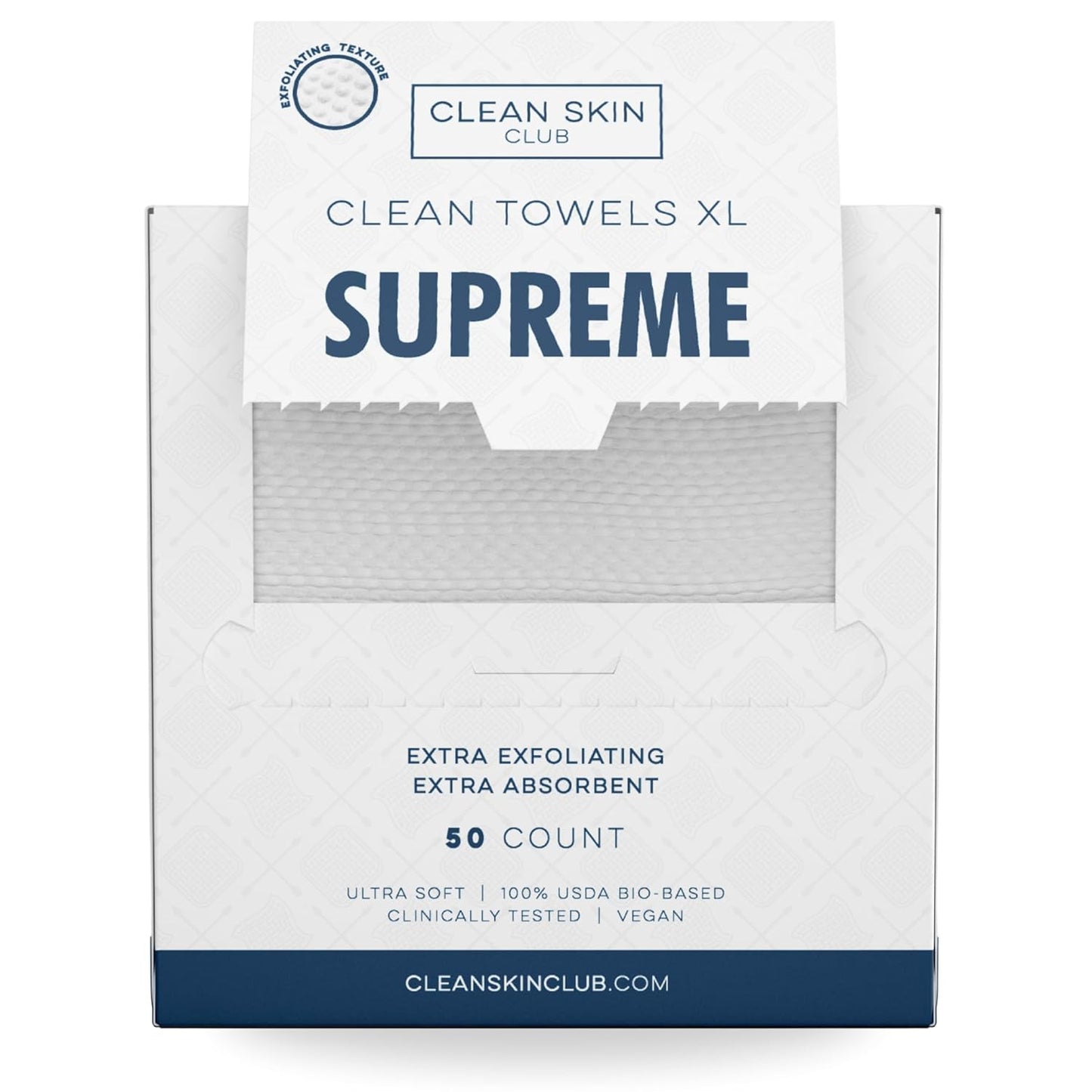 Clean Skin Club Clean Towels XL, USDA Certified 100% Biobased Dermatologist Approved Disposable Face Towelette, Facial Washcloth, Makeup Remover Dry Wipes, Ultra Soft