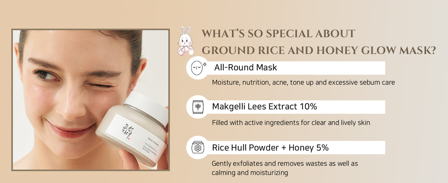 Beauty of Joseon Ground Rice and Honey Glow Mask Pore Sebum Care for Dry Sensitive Skin Korean Skin Care 150ml, 5.07 fl.oz