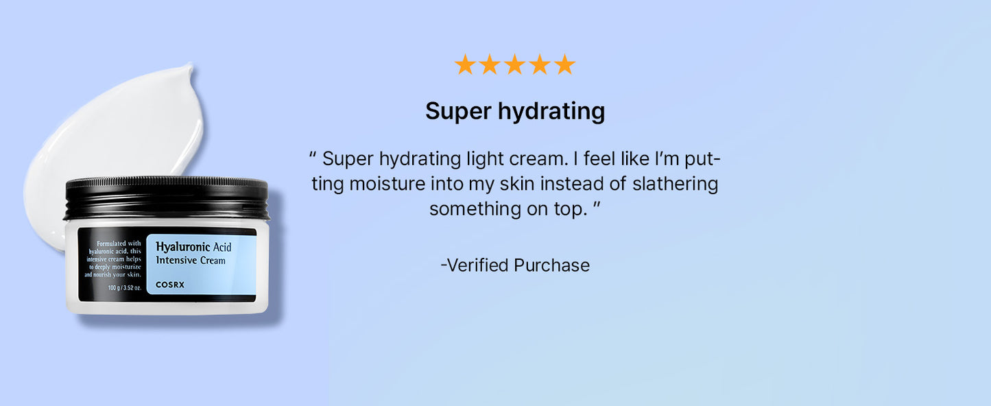 COSRX Hyaluronic Acid Moisturizing Cream, Long-lasting Hydration, Rich Moisturizer for Sensitive Skin 3.52 oz / 100g, Korean Skin Care, Animal Testing Free, Parabens Free