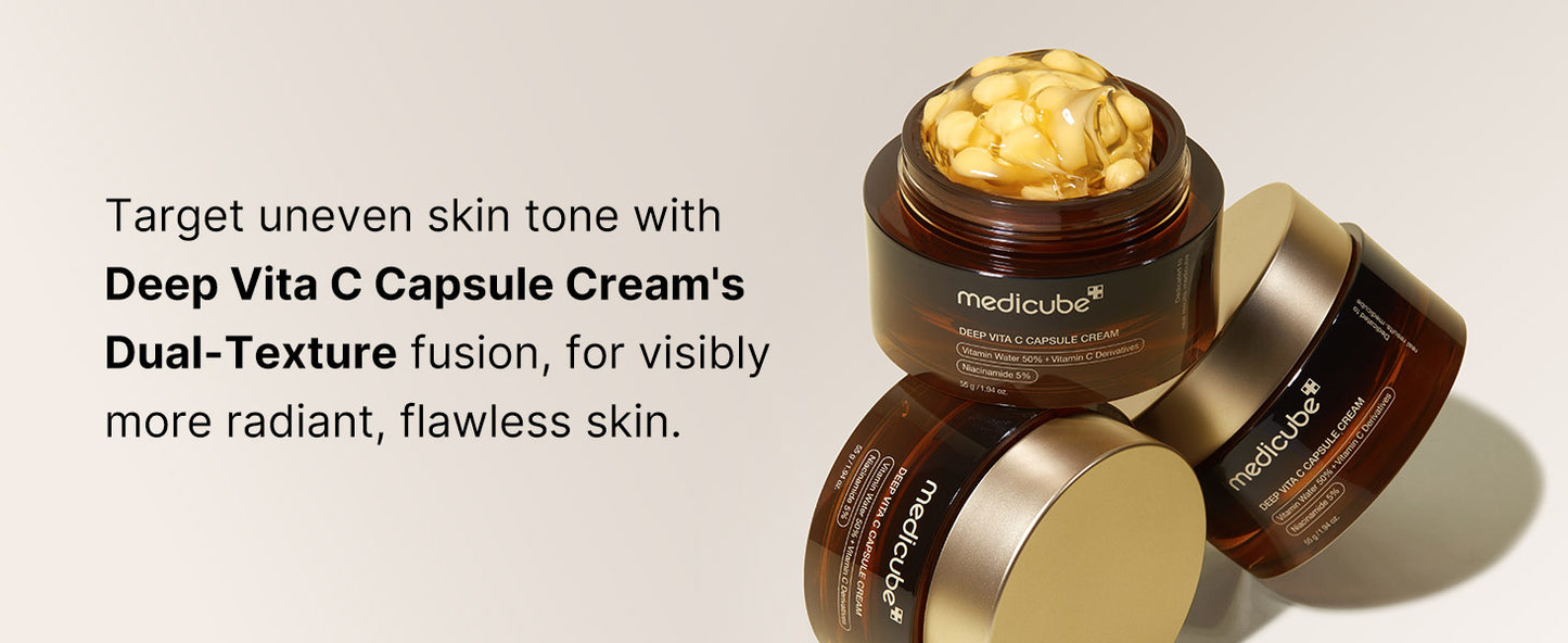 Medicube Deep Vitamin C Golden Capsule Face Moisturizer - Liposome Capsules For Wrinkles, Skin Radiance - Transparent Gel for Glow Hydration - Korean Skin Care 1.94 oz