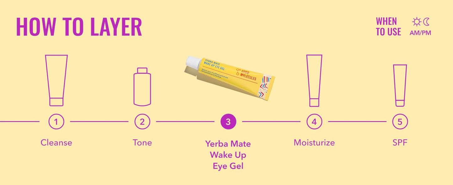 Good Molecules Yerba Mate Wake Up Eye Gel - Yerba Mate, Hyaluronic Acid and Caffeine to Hydrate, Minimize Puffiness and Swelling - Skincare for Face