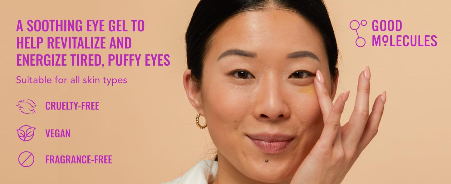 Good Molecules Yerba Mate Wake Up Eye Gel - Yerba Mate, Hyaluronic Acid and Caffeine to Hydrate, Minimize Puffiness and Swelling - Skincare for Face