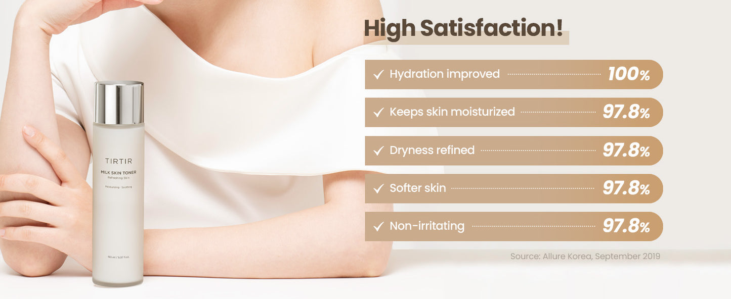 TIRTIR Milk Skin Rice Toner | Deep Moisturizing, Hydrating Toner for face, Niacinamide, Ceramide, Rice Bran Extract, Nature-Oriented Ingredients for Korean Skin Care, Vegan, 5.07 fl.oz.