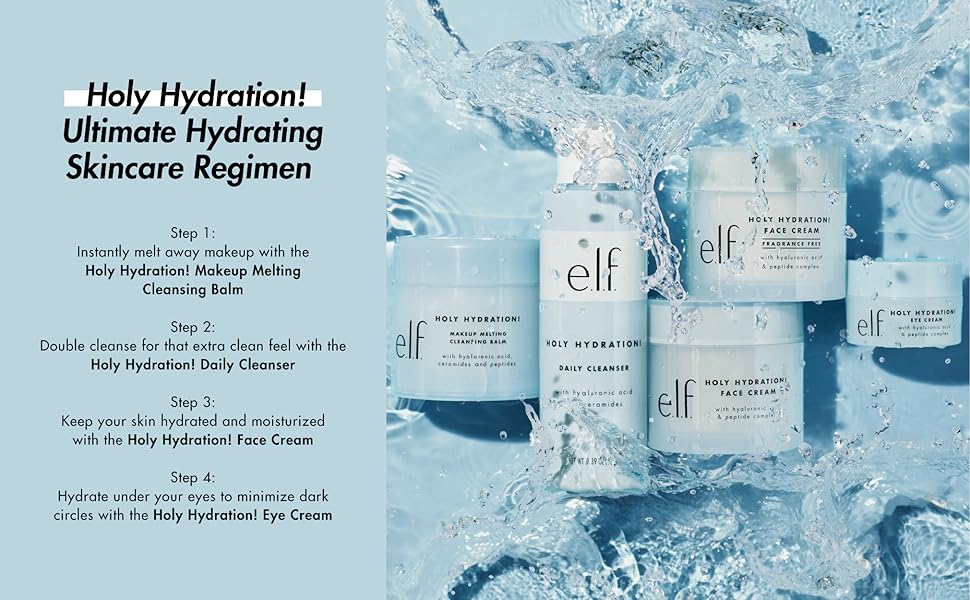 e.l.f. SKIN Holy Hydration! Face Cream, Moisturizer For Nourishing & Plumping Skin, Infused With Hyaluronic Acid, Vegan & Cruelty-Free, 1.76 Oz