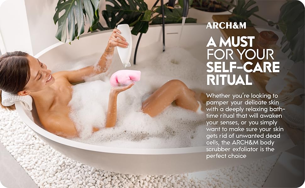 ARCH&M Exfoliating Washcloth Exfoliating Body Scrubber Back Scrubber for Shower Japanese Washcloth Bath Wash Cloth Korean Exfoliating Luffah Towel Beauty Washcloth Sponge Loofah Body Scrub 3 Pack