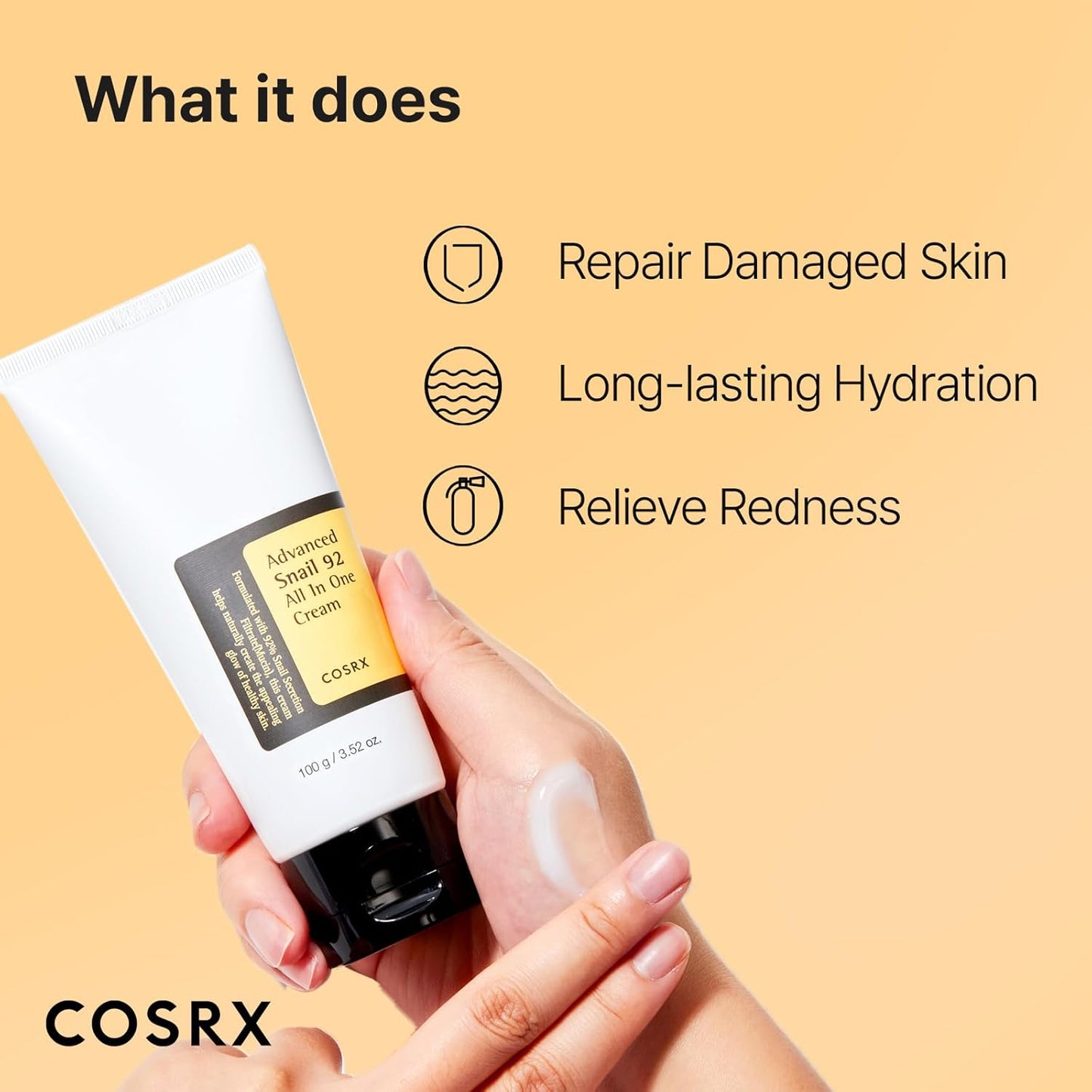 COSRX Snail Mucin 92% Moisturizer, Daily Repair Face Gel Cream Tube Type for Dry, Sensitive Skin, Not Tested on Animals, No Parabens, No Sulfates, No Phthalates, Korean Skin Care (7.05Fl Oz / 200g)