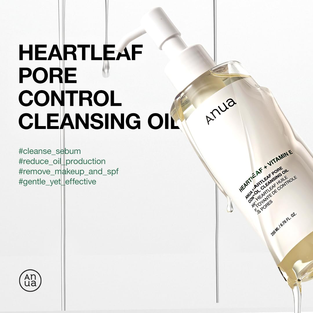 Anua Heartleaf Pore Control Cleansing Oil, Oil Cleanser for Face, Makeup Blackhead Remover, Korean Skin Care 6.76 fl oz(200ml)