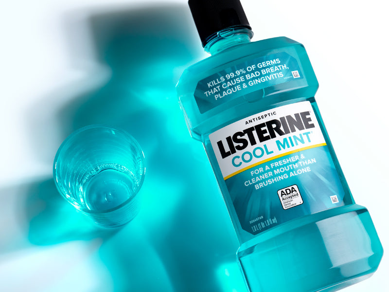 Listerine Cool Mint Mouthwash, Kills 99.9% of Germs That Cause Bad Breath, Plaque and Gingivitis, Antiseptic, Cool Mint Flavor, 1 L, 2 Pack