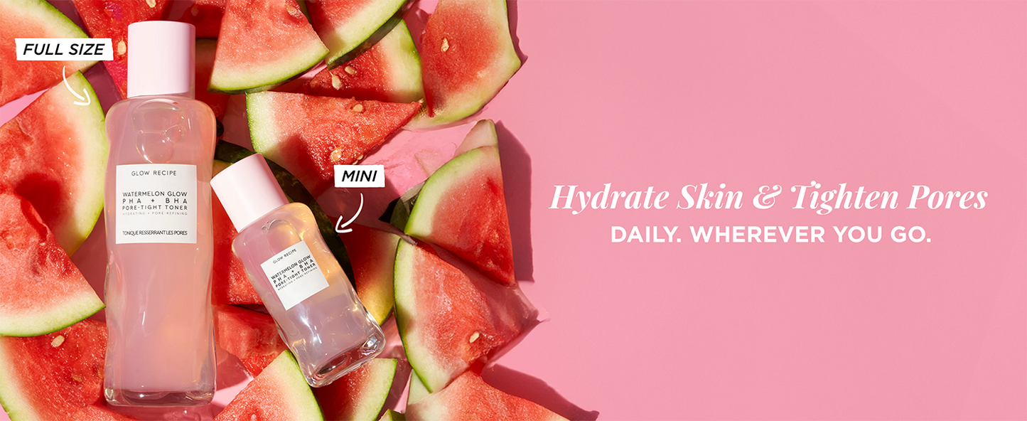 Glow Recipe PHA + BHA Face Toner - Korean Skin Care Toner, Pore Minimizer & Facial Exfoliator for Glass Skin - Tightening & Hydrating Skincare with Hyaluronic Acid & Watermelon (40ml)