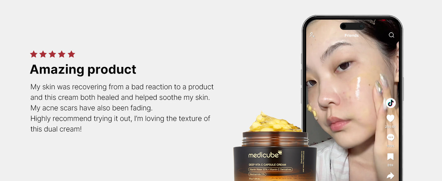 Medicube Deep Vitamin C Golden Capsule Face Moisturizer - Liposome Capsules For Wrinkles, Skin Radiance - Transparent Gel for Glow Hydration - Korean Skin Care 1.94 oz