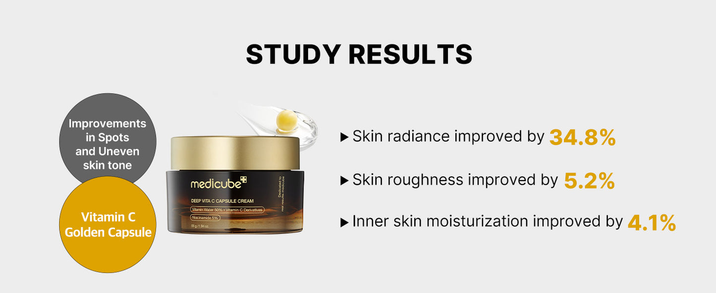 Medicube Deep Vitamin C Golden Capsule Face Moisturizer - Liposome Capsules For Wrinkles, Skin Radiance - Transparent Gel for Glow Hydration - Korean Skin Care 1.94 oz